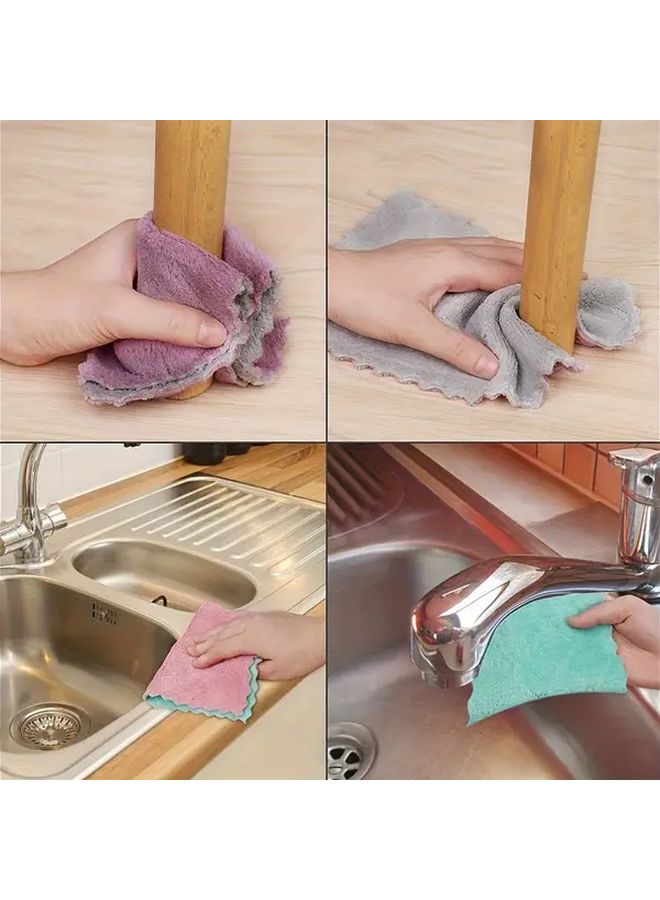 5pcs Microfiber Dish Cloths Double Sided Multi Purpose Kitchen Cleaning Towels Random Color - Image 4